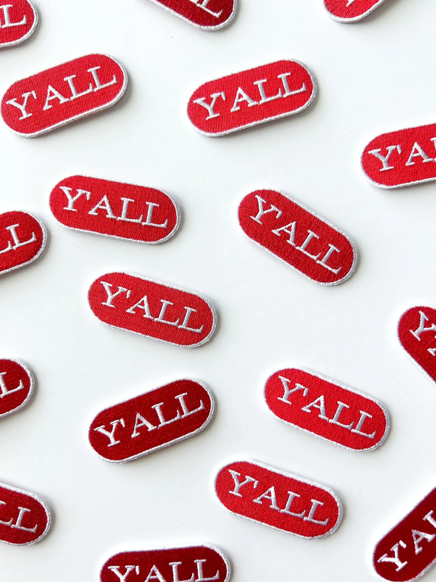 Red Y'all Embroidered Iron on Patch for Hats, Clothing & Bag