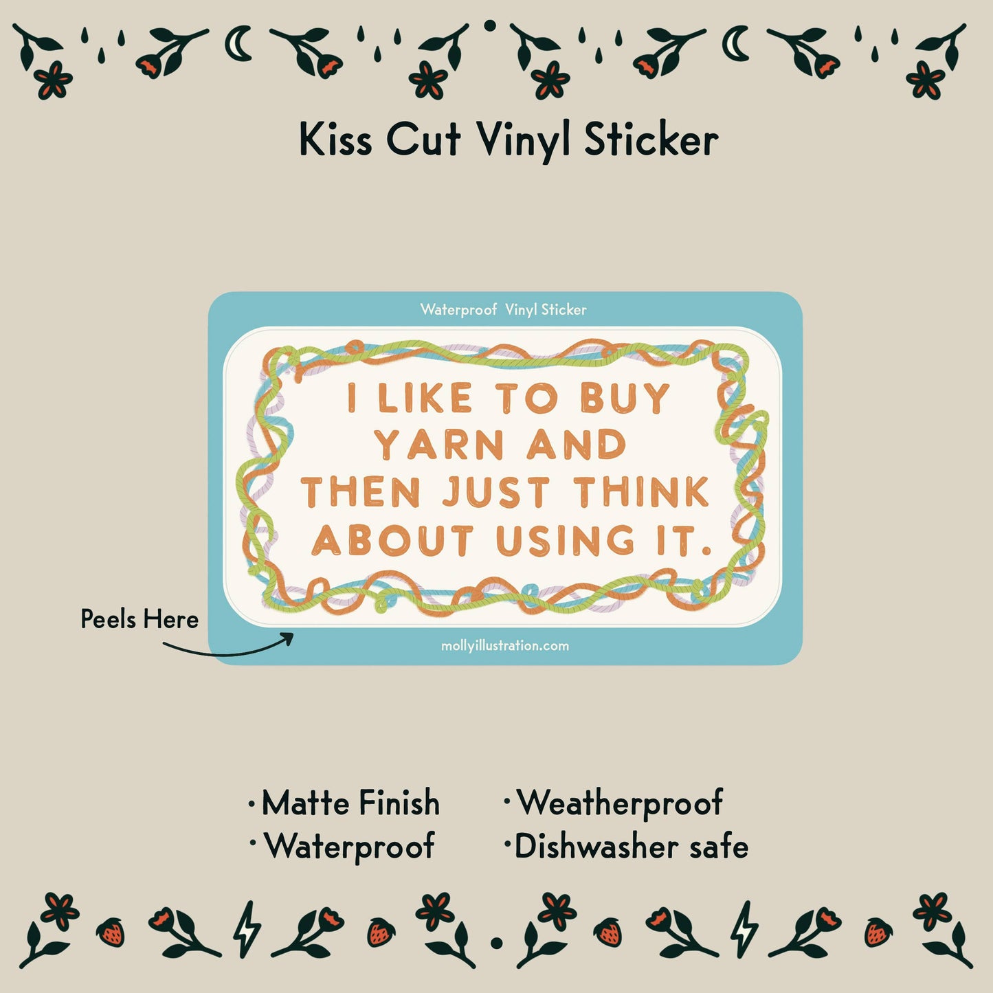 I Like to Buy Yarn Waterproof Vinyl Sticker