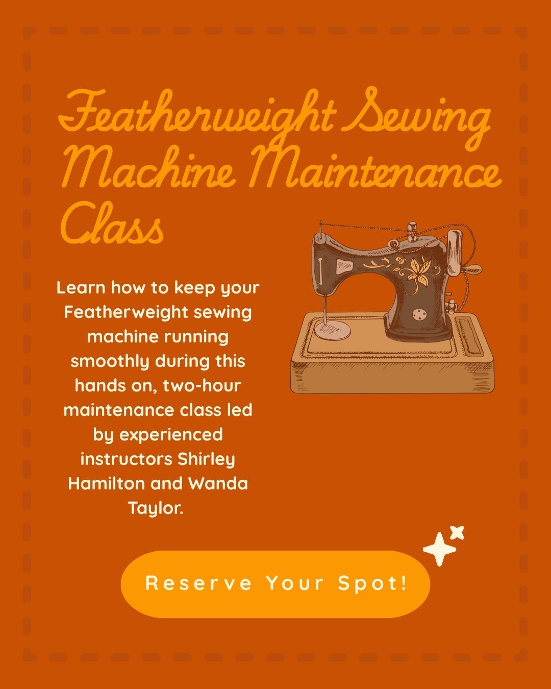 Vintage Featherweight Maintenance Class | November 7th 1-3pm