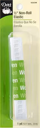 White Ribbed Non-Roll Elastic 1/2in x 1yd