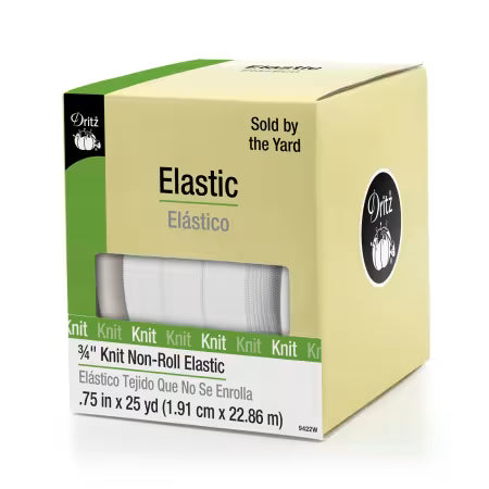 White Non-Roll Knit Elastic 3/4in (sold by the 1/2 yard)