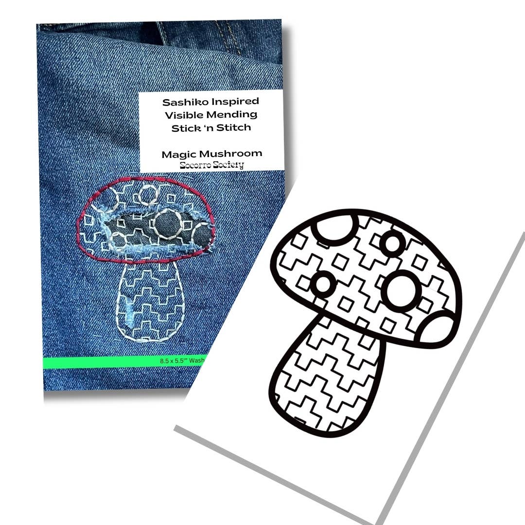 Sashiko Magic Mushroom- Mending Stick and Stitch Pattern: Small