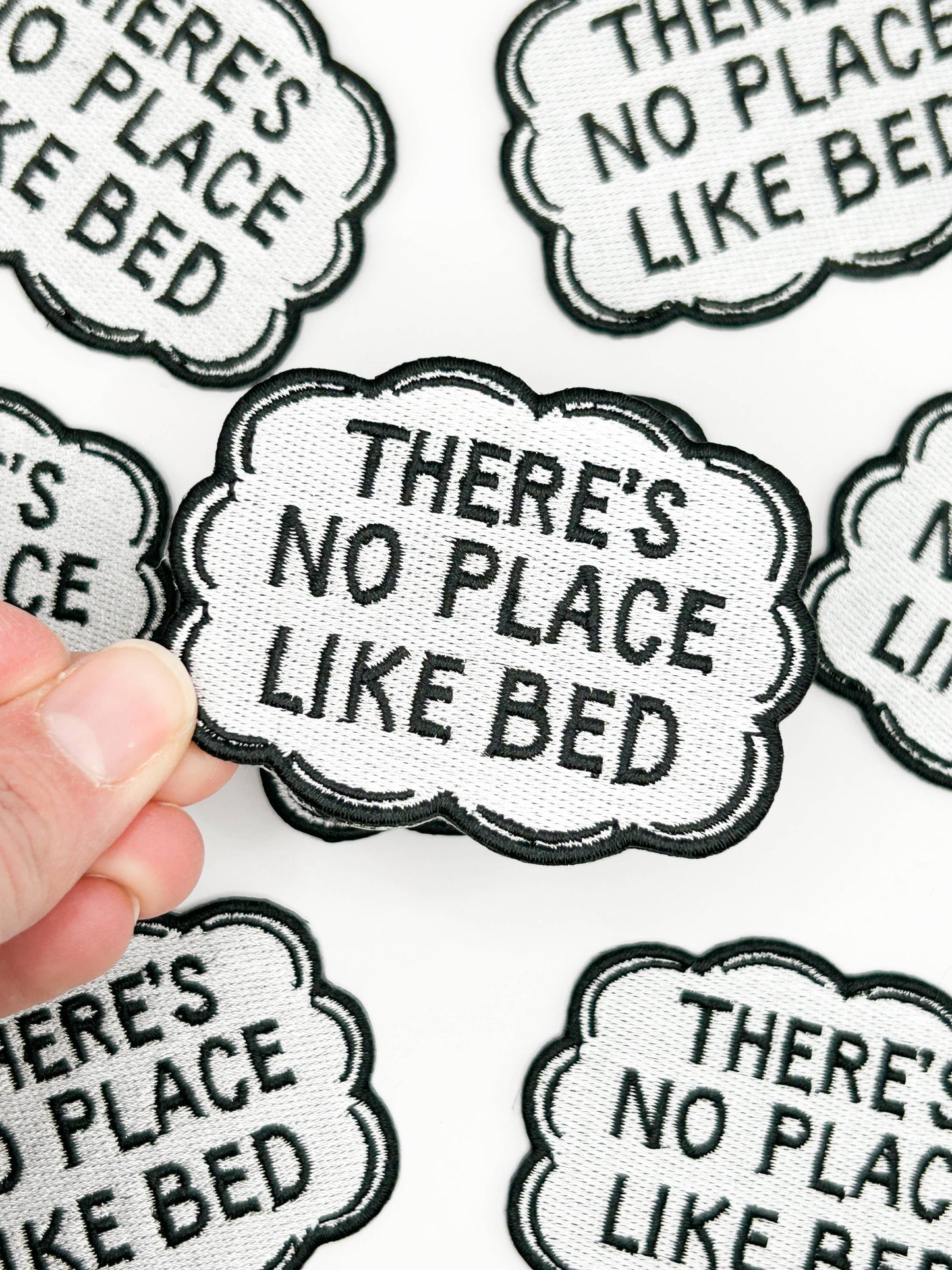 Thereโs No Place Like Bed Embroidered Patch โ Funny Quote