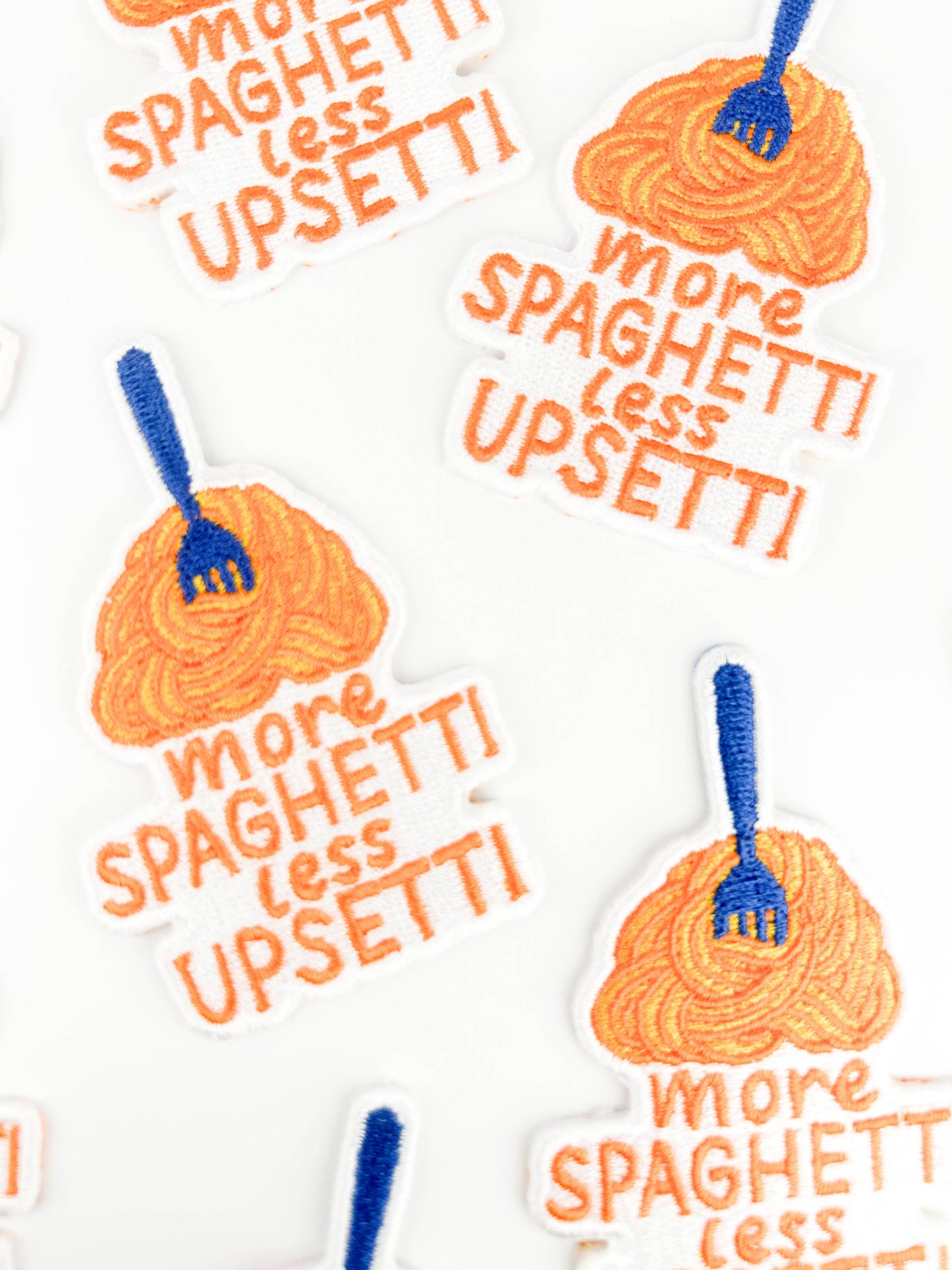 More Spaghetti Less Upsetti Patch Pasta Iron On Embroidered