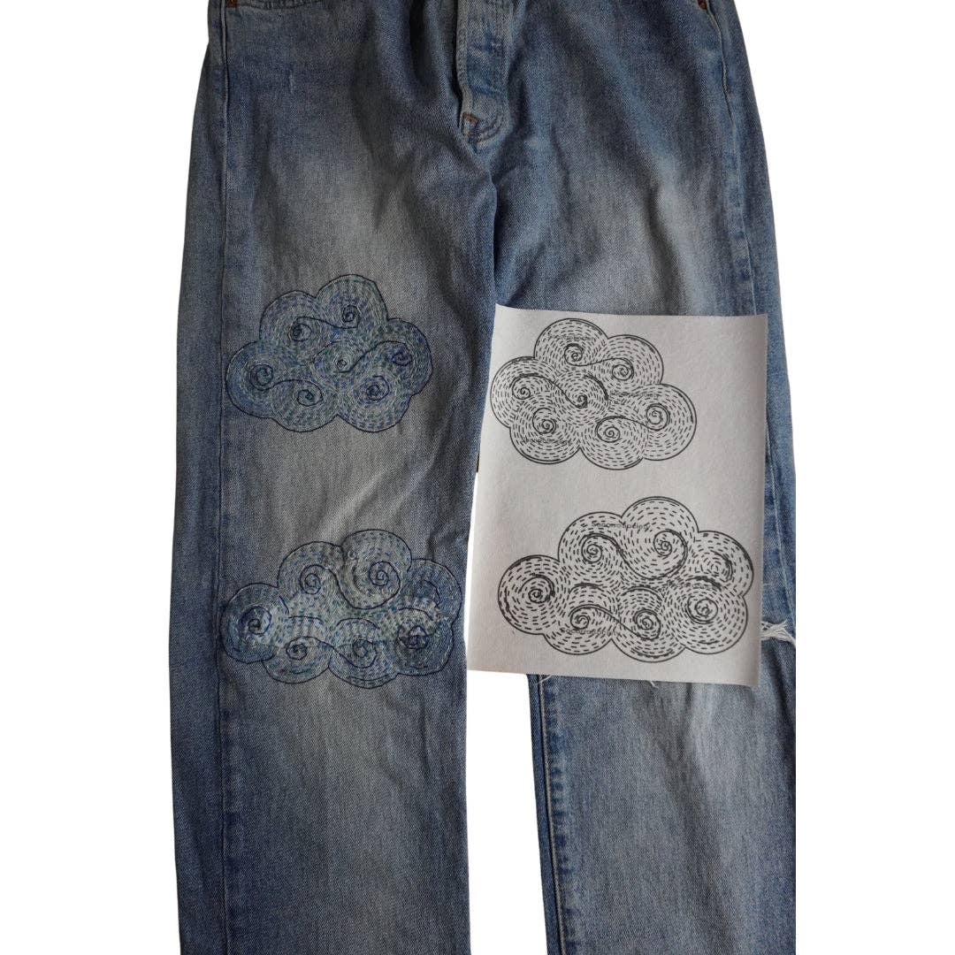 Cloudy Day- Visible Mending Stick and Stitch Embroidery Pattern: Medium