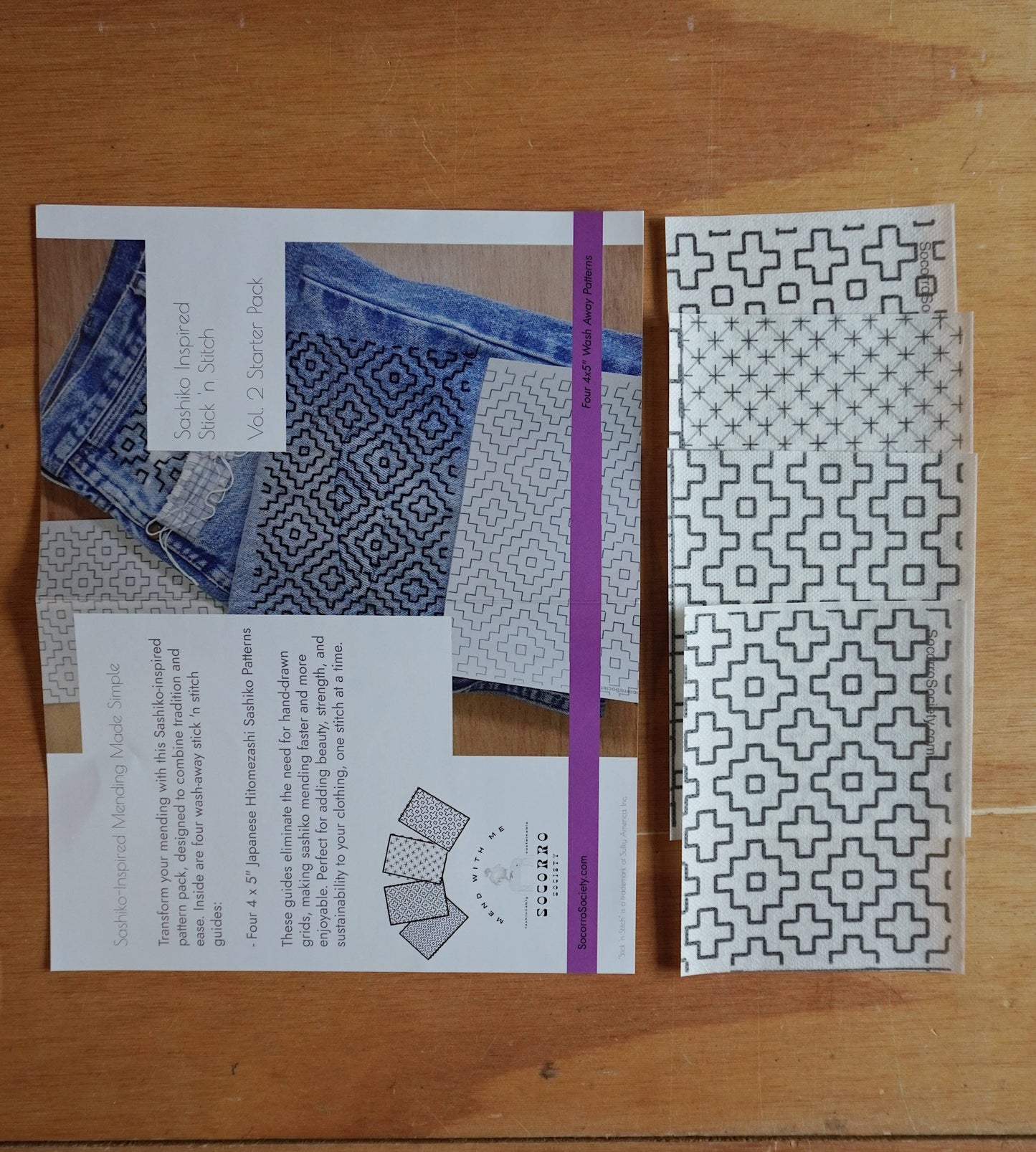 Sashiko Inspired Mending Stick and Stitch Patterns- Vol 2