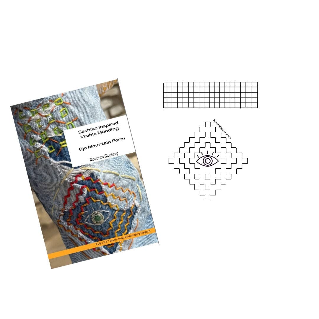 Ojo Mountain Form - Visible Mending Stick and Stitch Embroidery Pattern: Medium