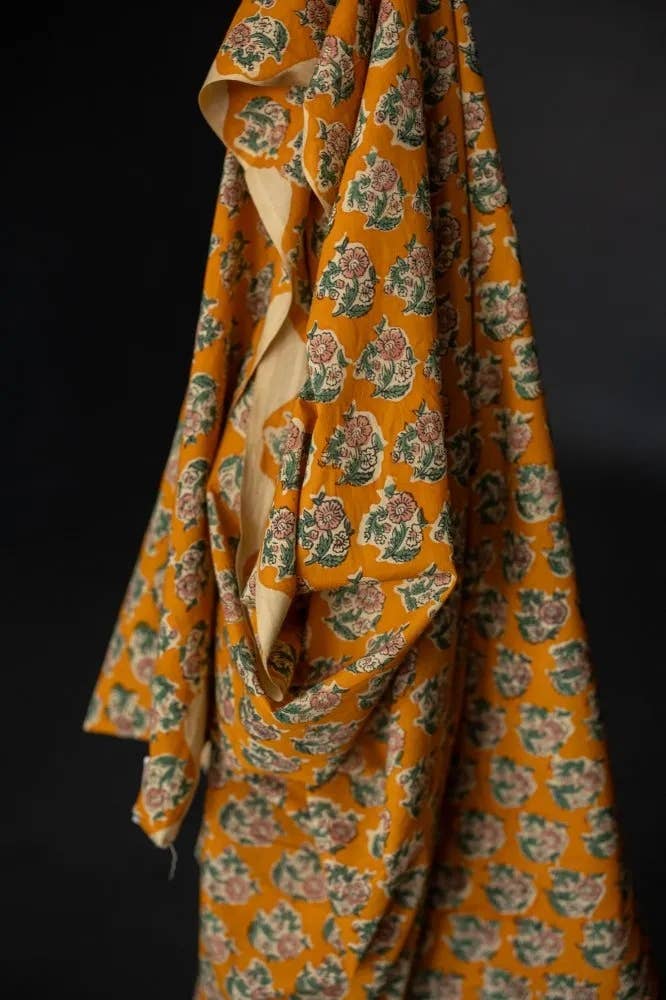 Oleander Block Print Indian Cotton