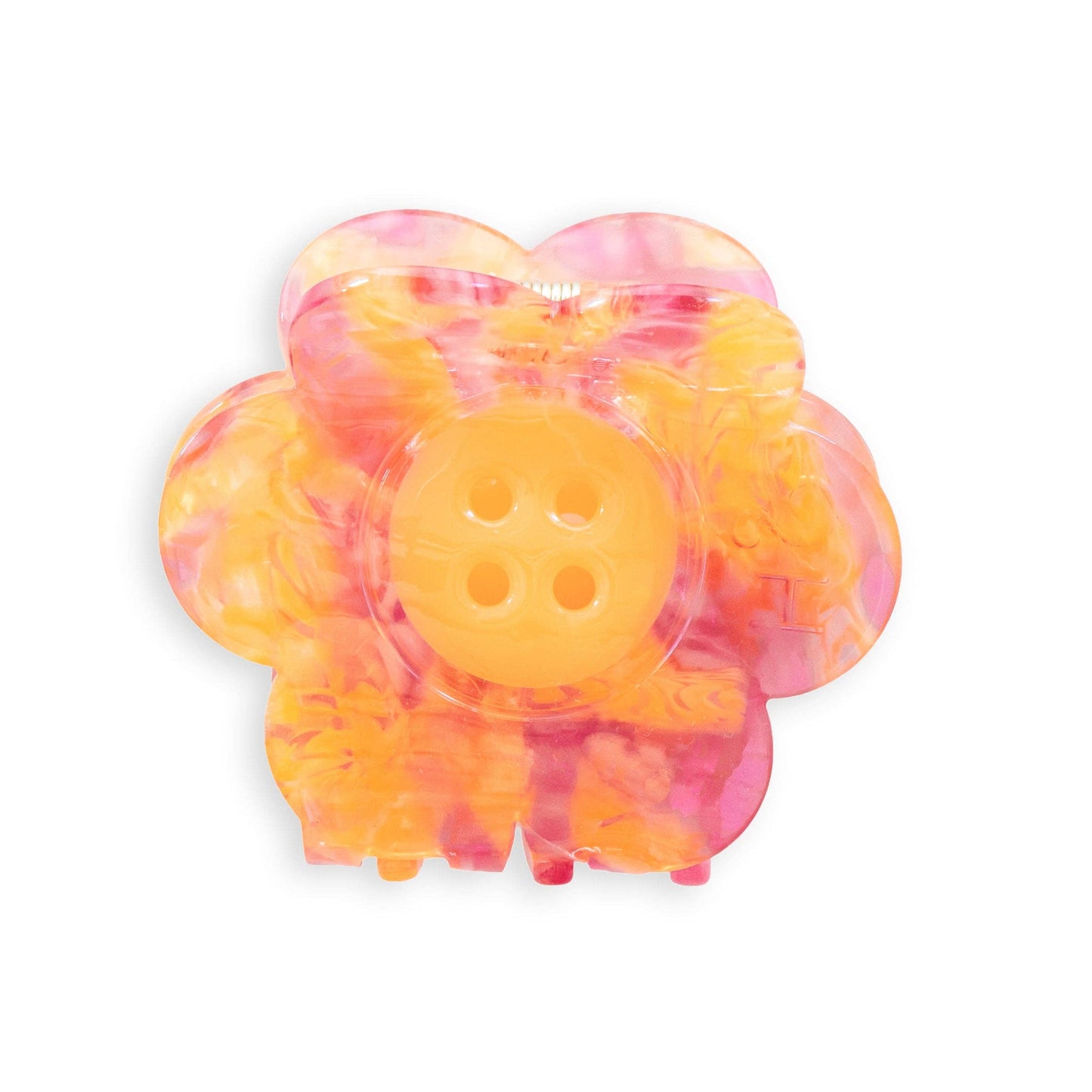 Daisy Button Pink and Yellow Large Hair Claw Clip