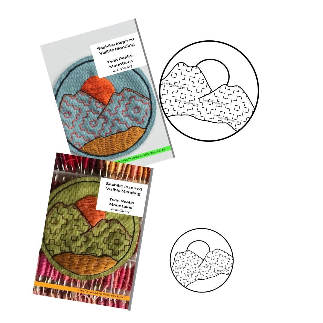 Twin Peaks- Visible Mending Stick and Stitch Embroidery Pattern: Medium