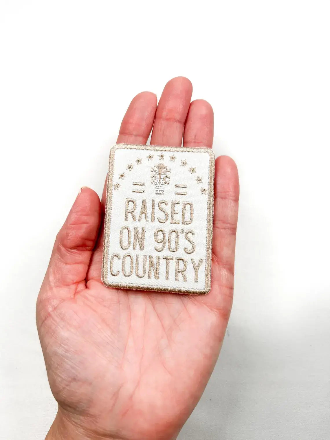 Raised on 90's Country Iron On Patch, Country Music Rodeo