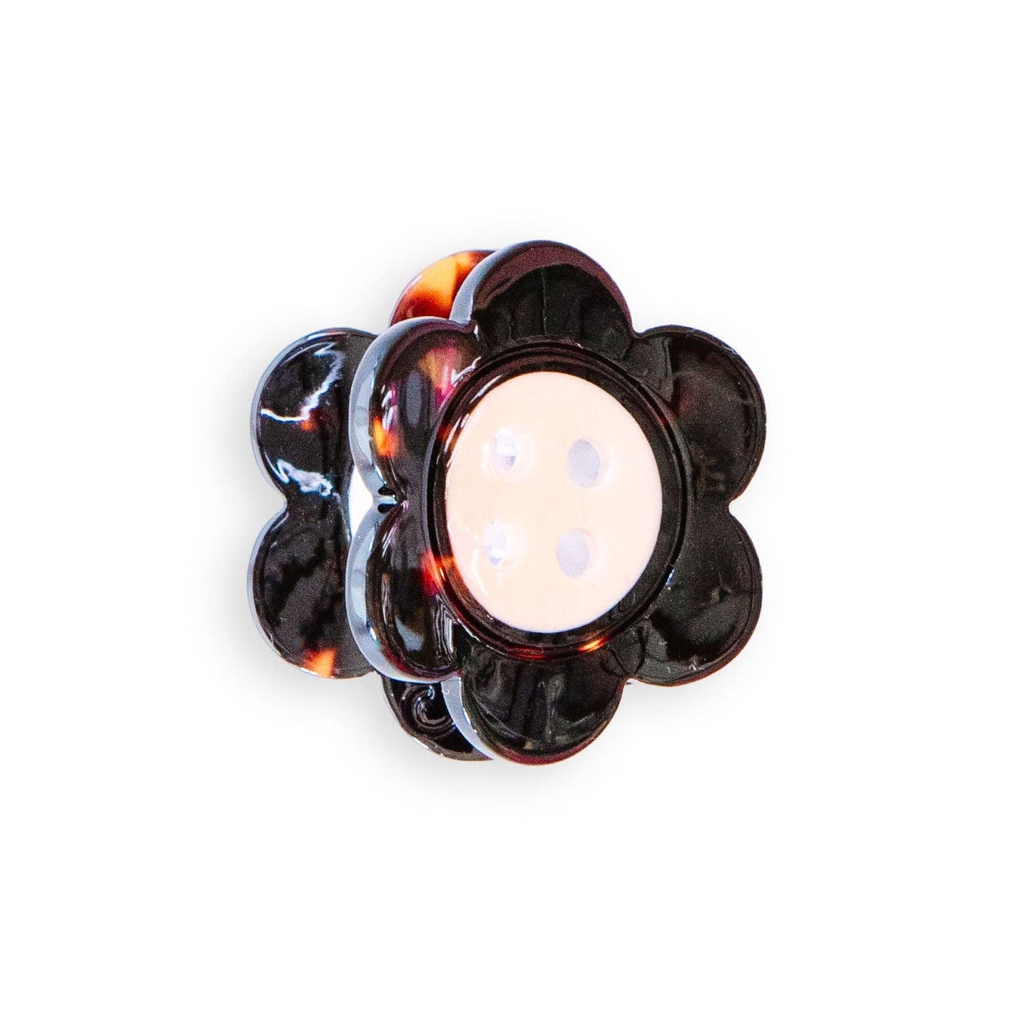 Daisy Button Tortoise Shell Mini Hair Claw Clip