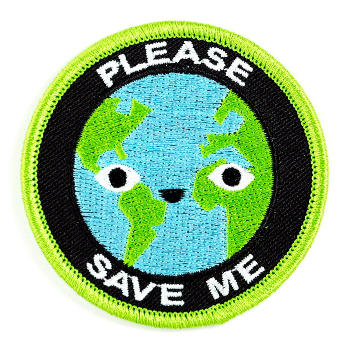 Please Save Me Earth Embroidered Iron-On Patch