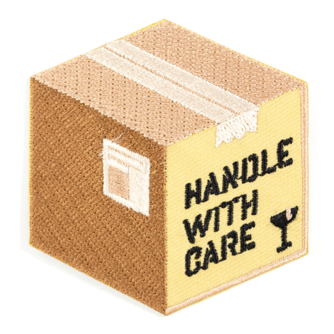 Handle With Care Embroidered Iron-On Patch
