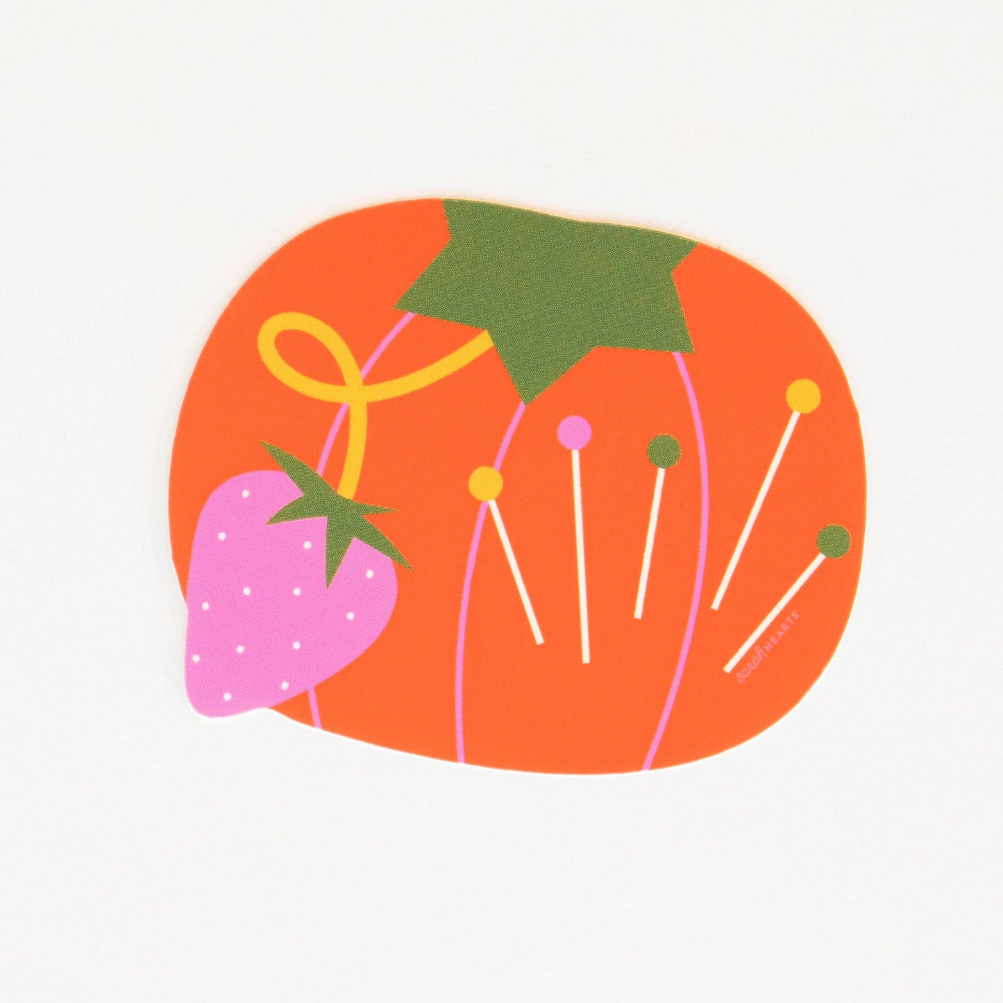 Tomato Pin Cushion Sticker - Vinyl Waterproof Sticker