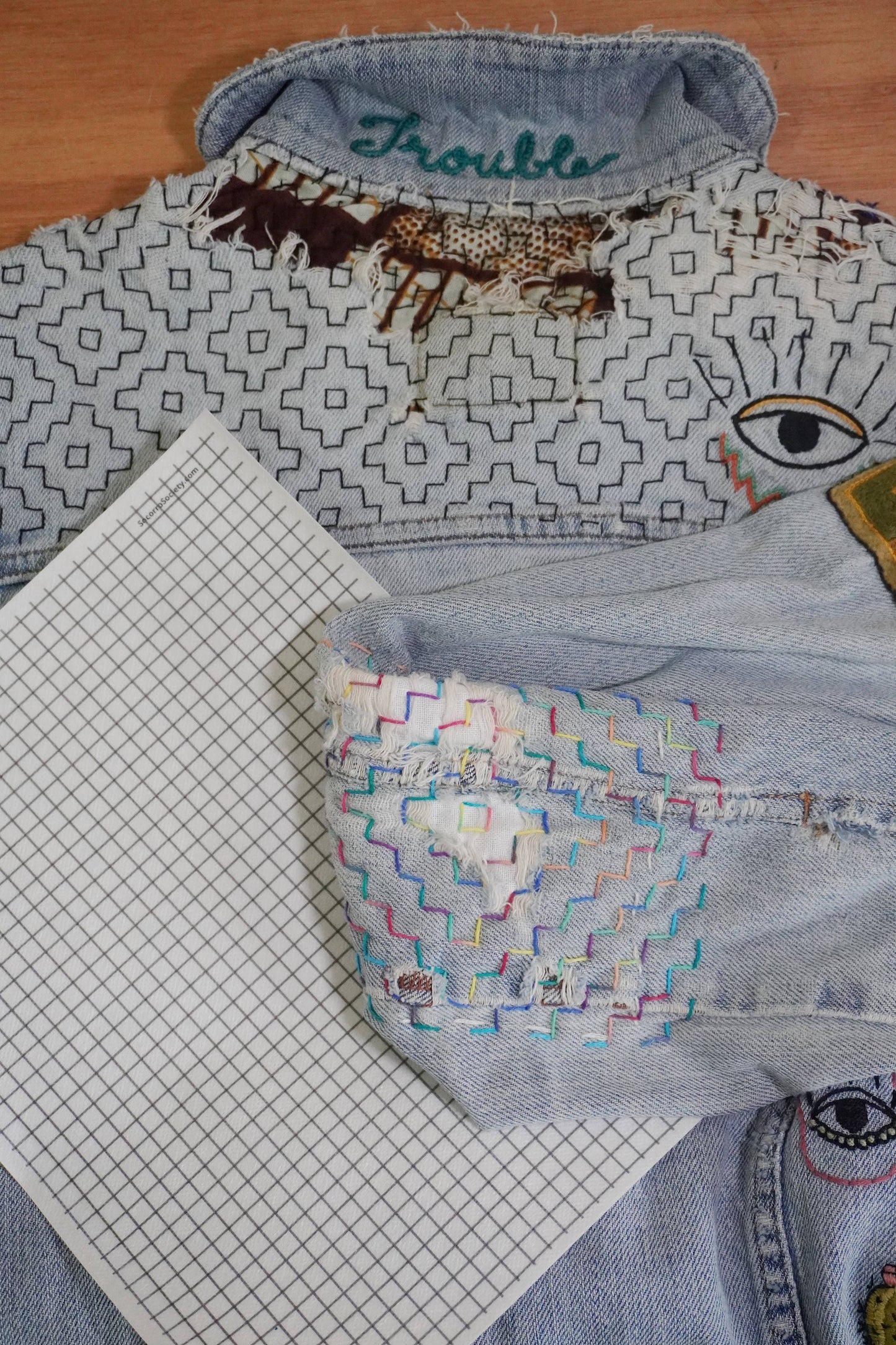 Visible Mending ¼” Grid Full Sheet Stick and Stitch Pattern: NA