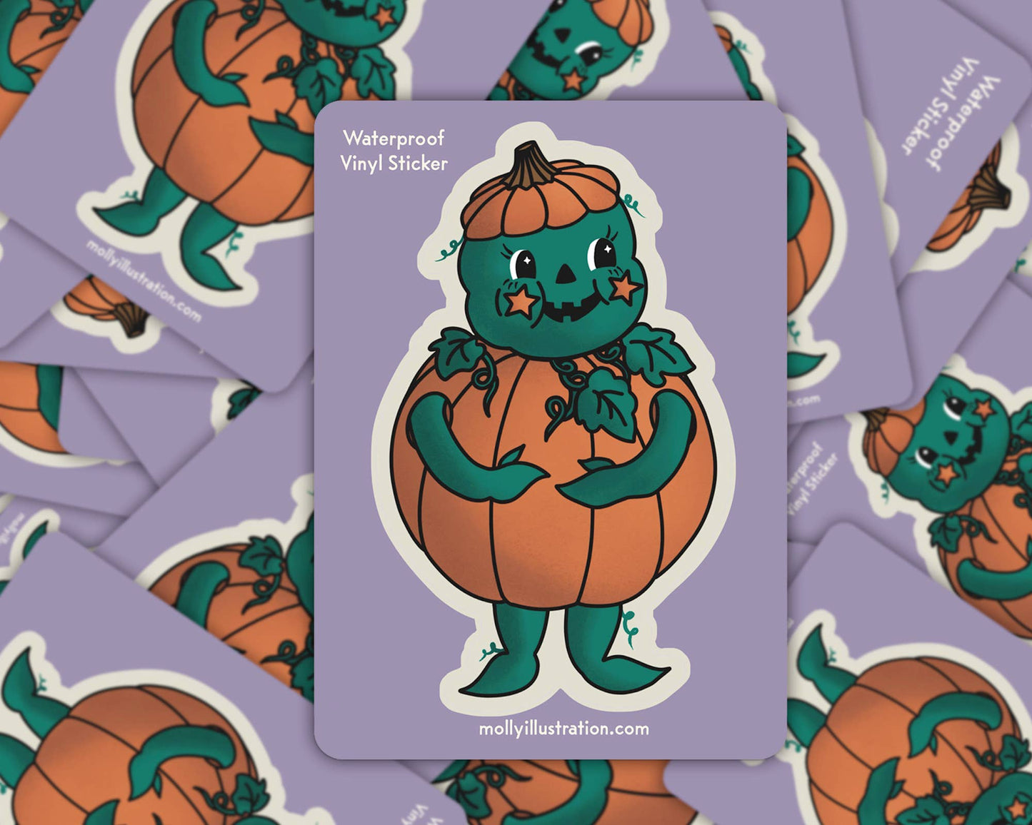 Pumpkin Guy Halloween Waterproof Vinyl Sticker
