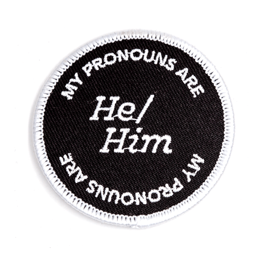 He Him Pronouns Embroidered Iron-On Patch