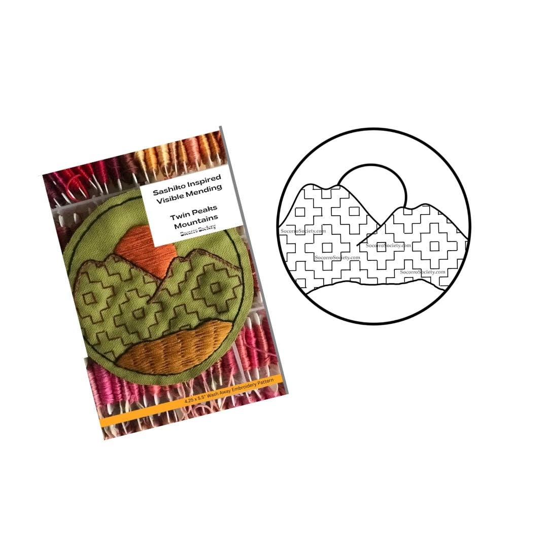 Twin Peaks- Visible Mending Stick and Stitch Embroidery Pattern: Medium