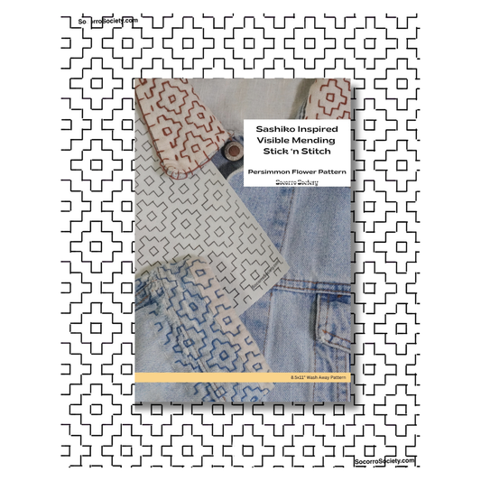 Sashiko Inspired Mending Stick 'n Stitch Persimmon Flower