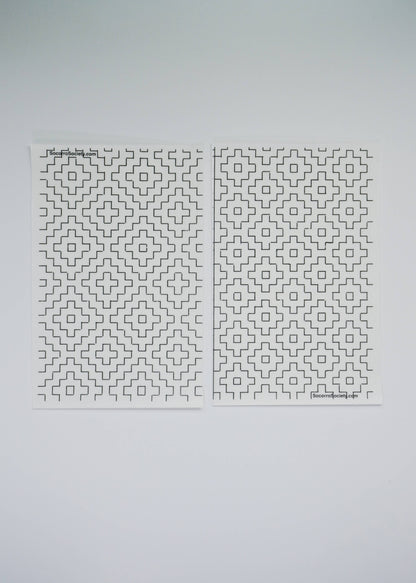 Sashiko Inspired Mending Stick 'n Stitch Patterns 1/2 Sheets