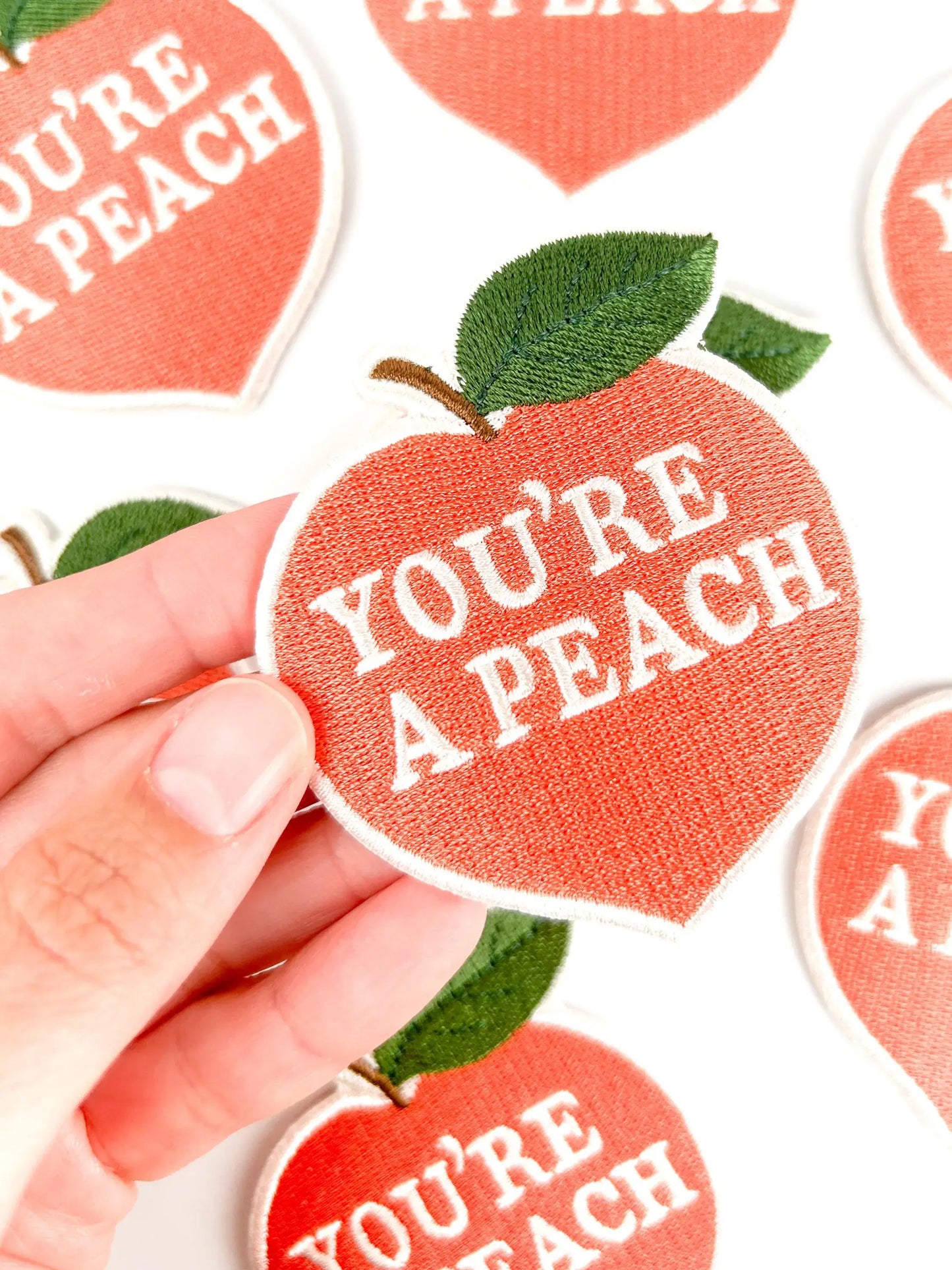 You're a Peach Embroidered Iron On Patch Southern Charm Food