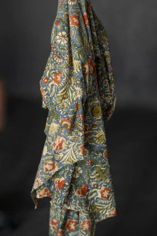 Floreat Flower Block Print Indian Cotton