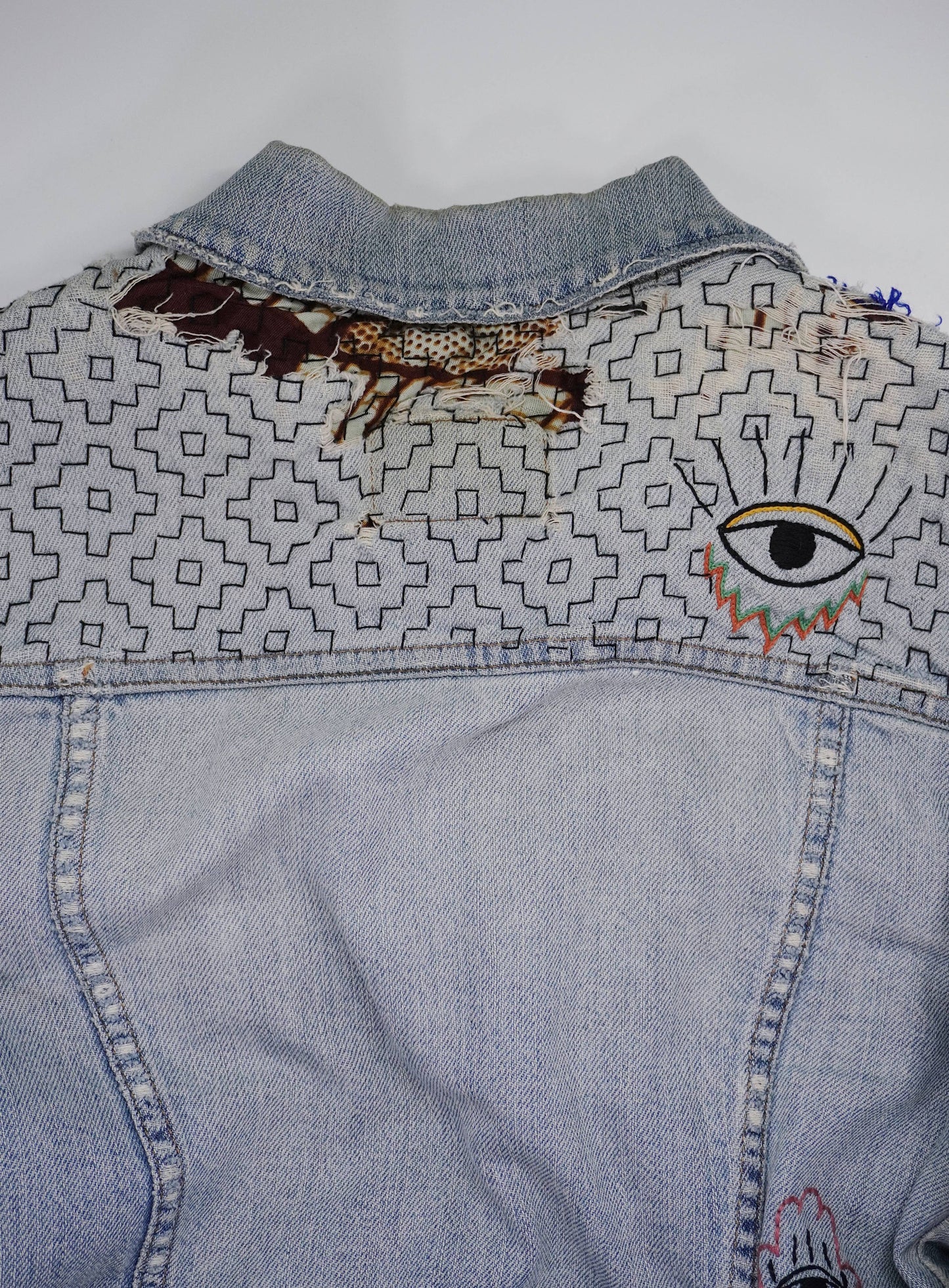 Sashiko Inspired Mending Stick 'n Stitch Persimmon Flower