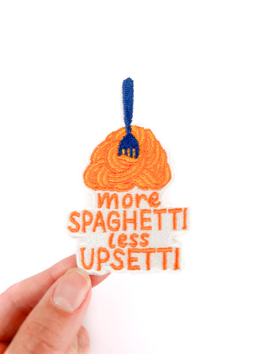 More Spaghetti Less Upsetti Patch Pasta Iron On Embroidered 