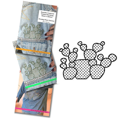 Sashiko Prickly Pear Mending Stick and Stitch Pattern: Small