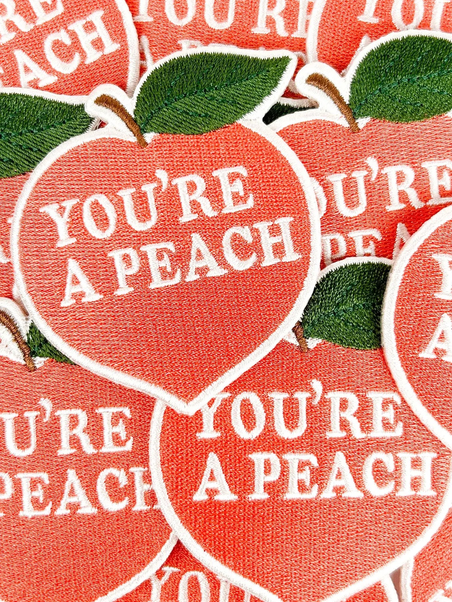 You're a Peach Embroidered Iron On Patch Southern Charm Food