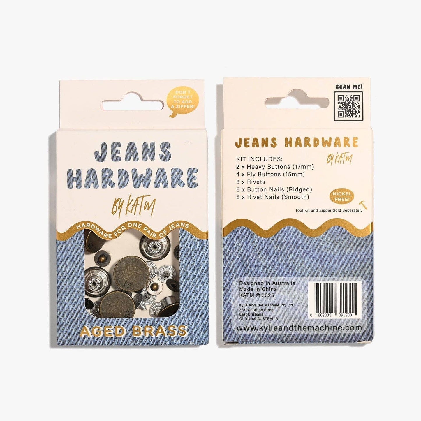 Jeans Hardware Kit | Aged Brass