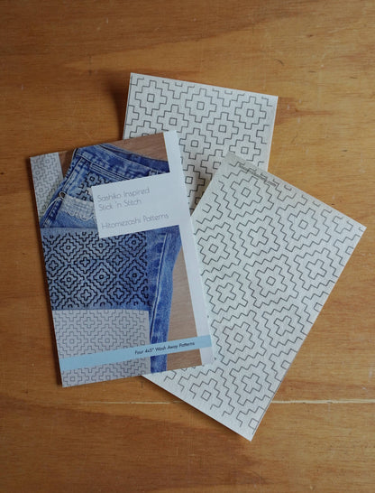 Sashiko Inspired Mending Stick 'n Stitch Patterns 1/2 Sheets