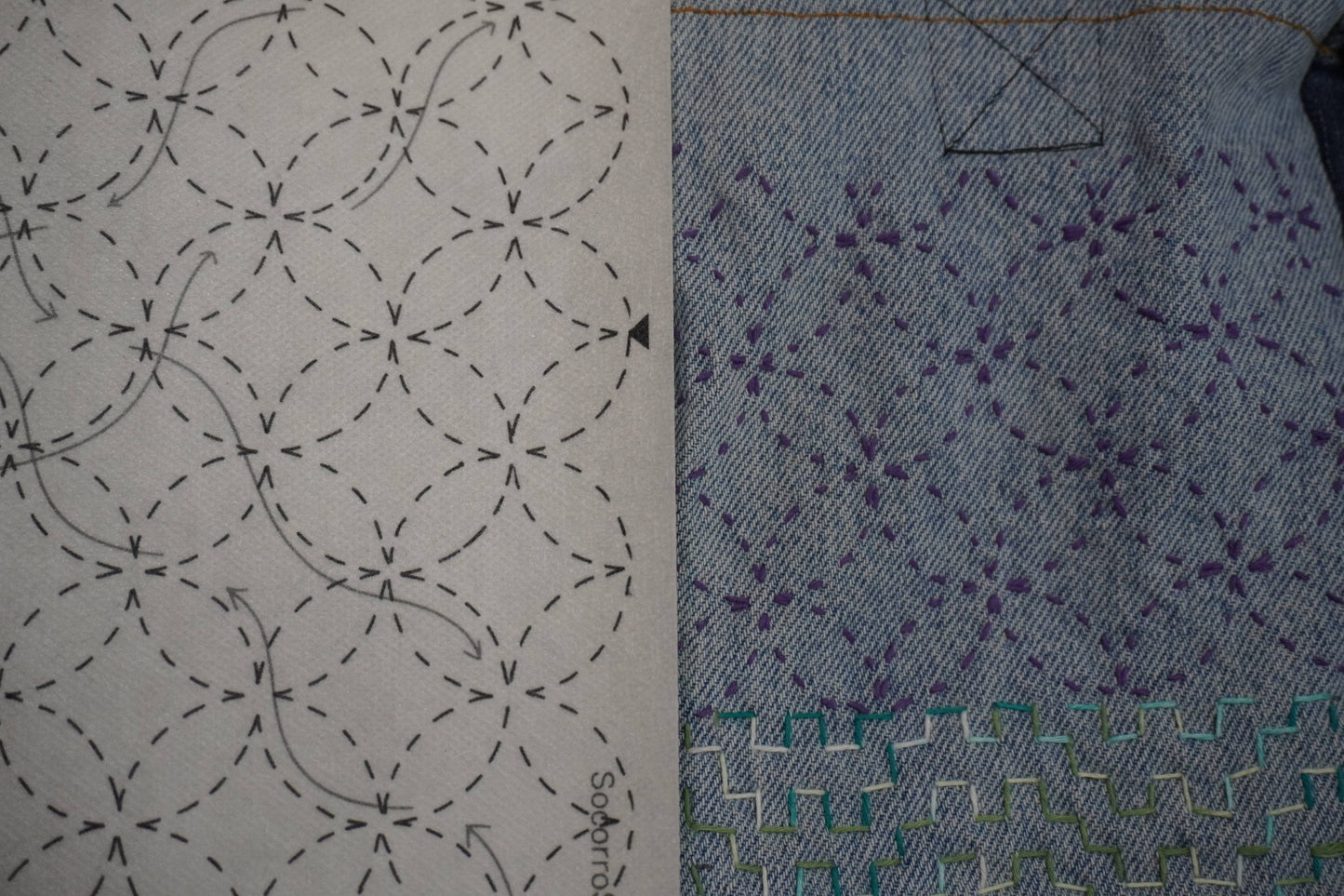 Sashiko Inspired Seven Treasures Stick and Stitch Pattern