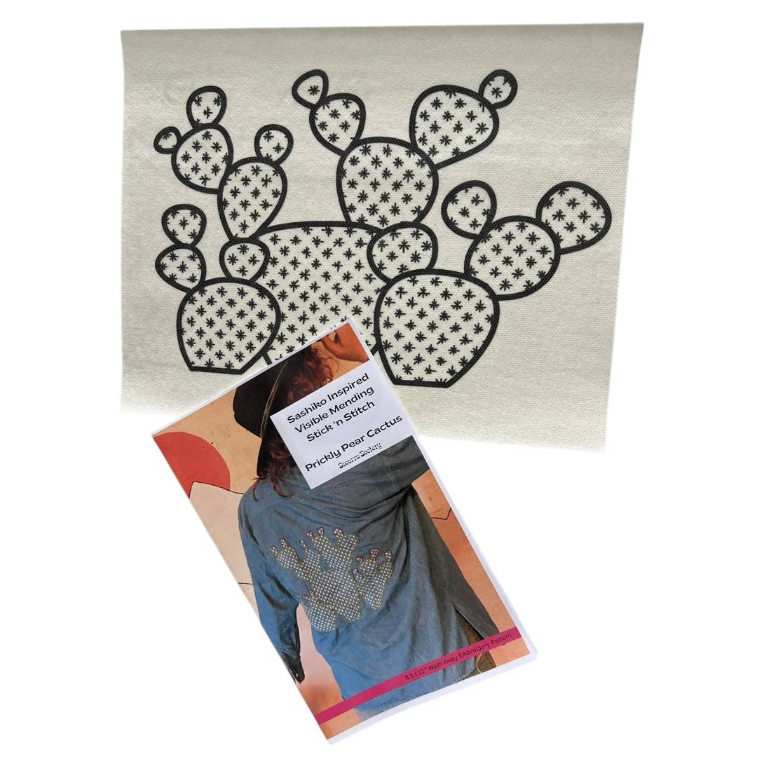 Sashiko Prickly Pear Mending Stick and Stitch Pattern: Small