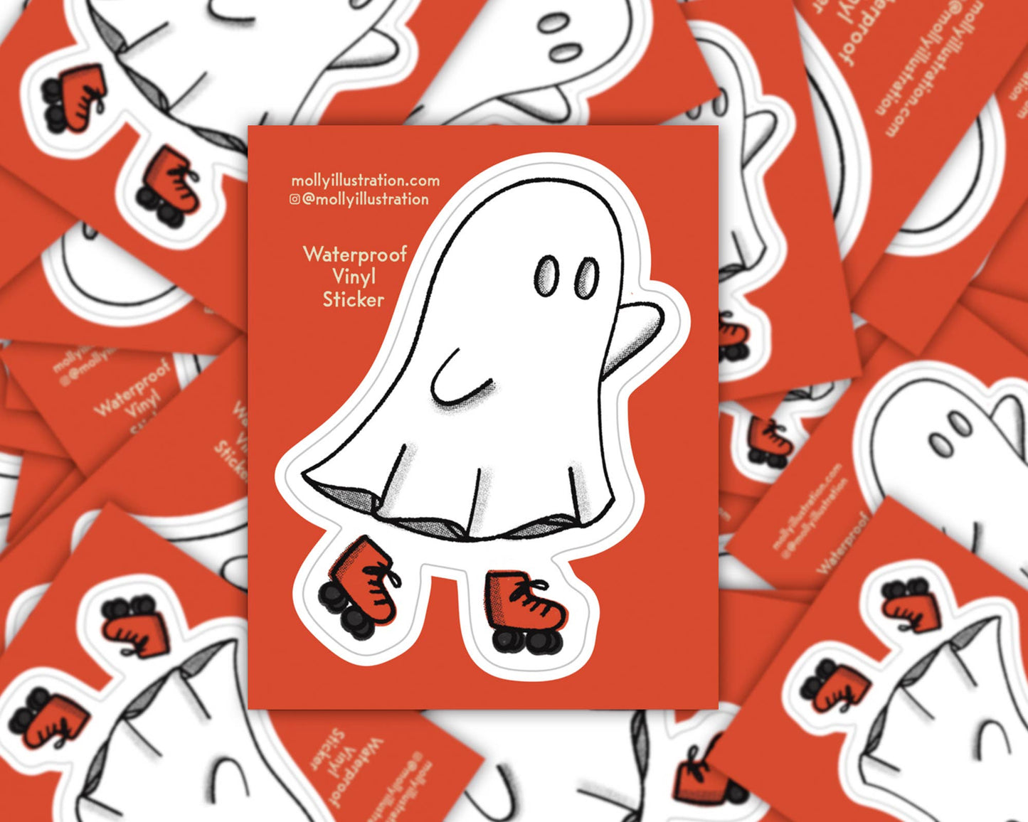 Rollerskating Ghost Waterproof Vinyl Sticker