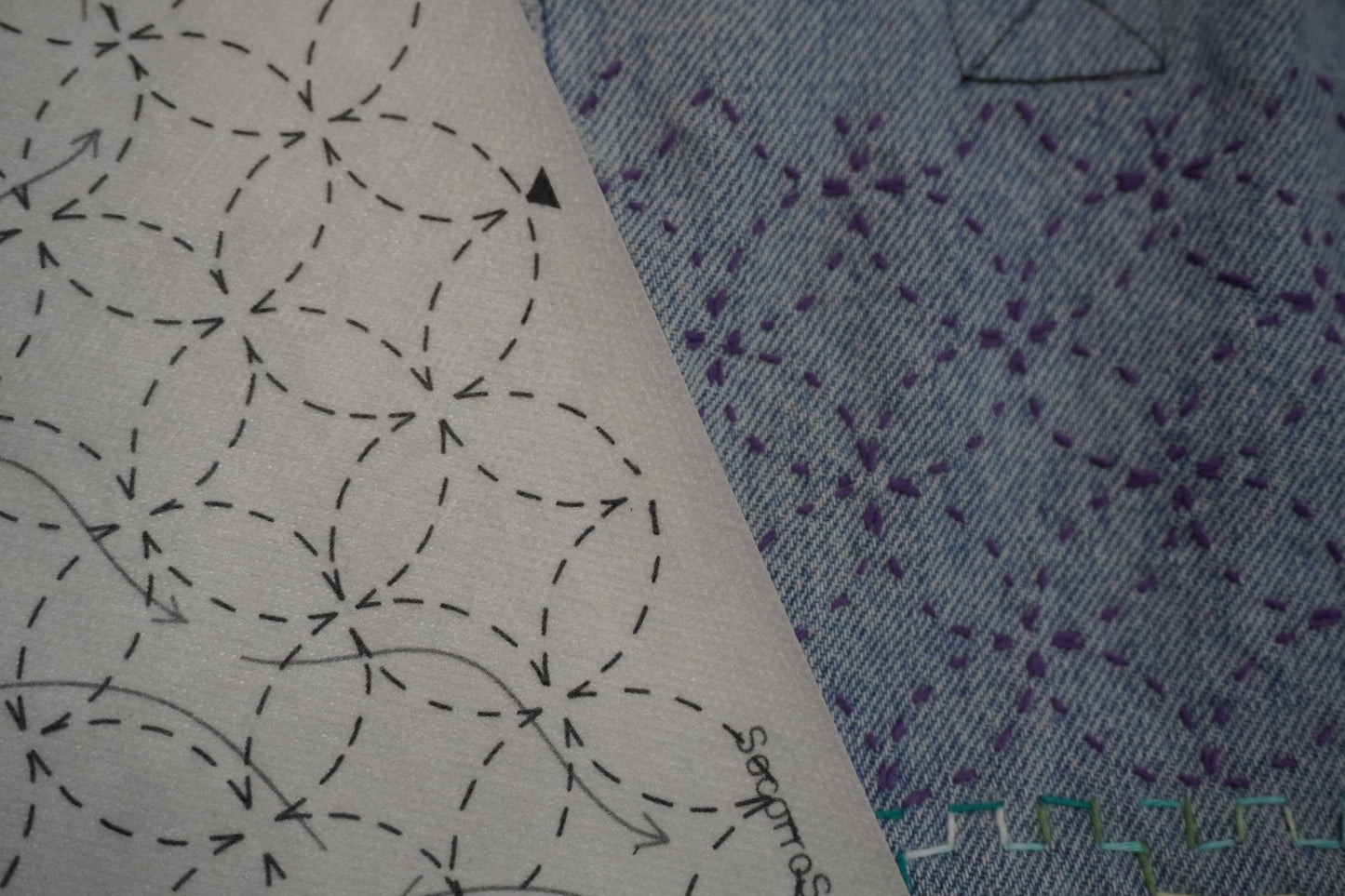 Sashiko Inspired Seven Treasures Stick and Stitch Pattern