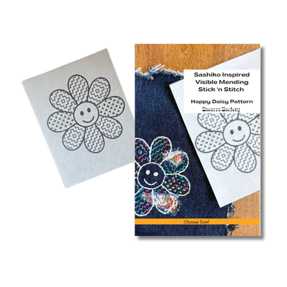Sashiko Daisy- Visible Mending Stick and Stitch Pattern: Small