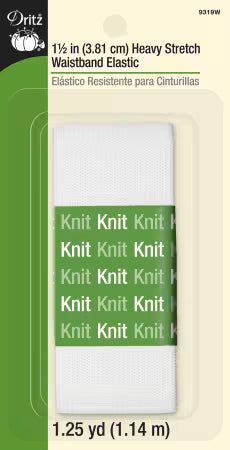 White Heavy Stretch Waistband Elastic 1-1/2in x 1-1/4yds