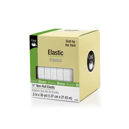 White Ribbed Non-Roll Elastic 1/2in (sold by the 1/2 yard)
