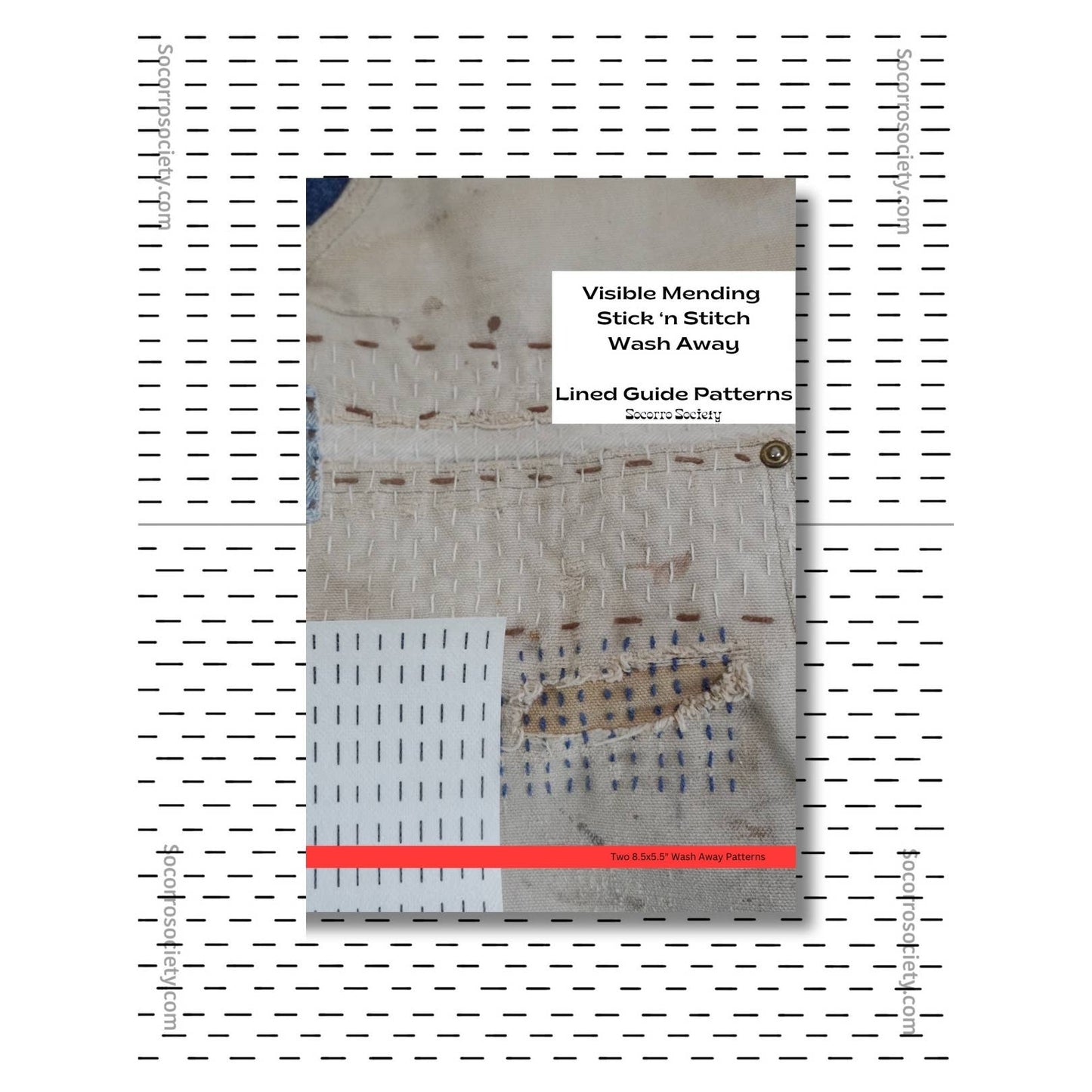 Visible Mending Lined Half Sheet Stick and Stitch Patterns: NA