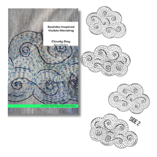 Cloudy Day- Visible Mending Stick and Stitch Embroidery Pattern: Medium