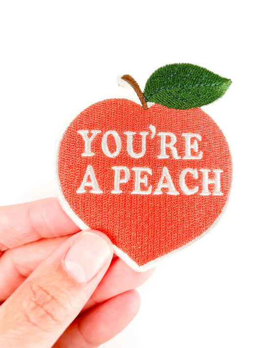 You're a Peach Embroidered Iron On Patch Southern Charm Food