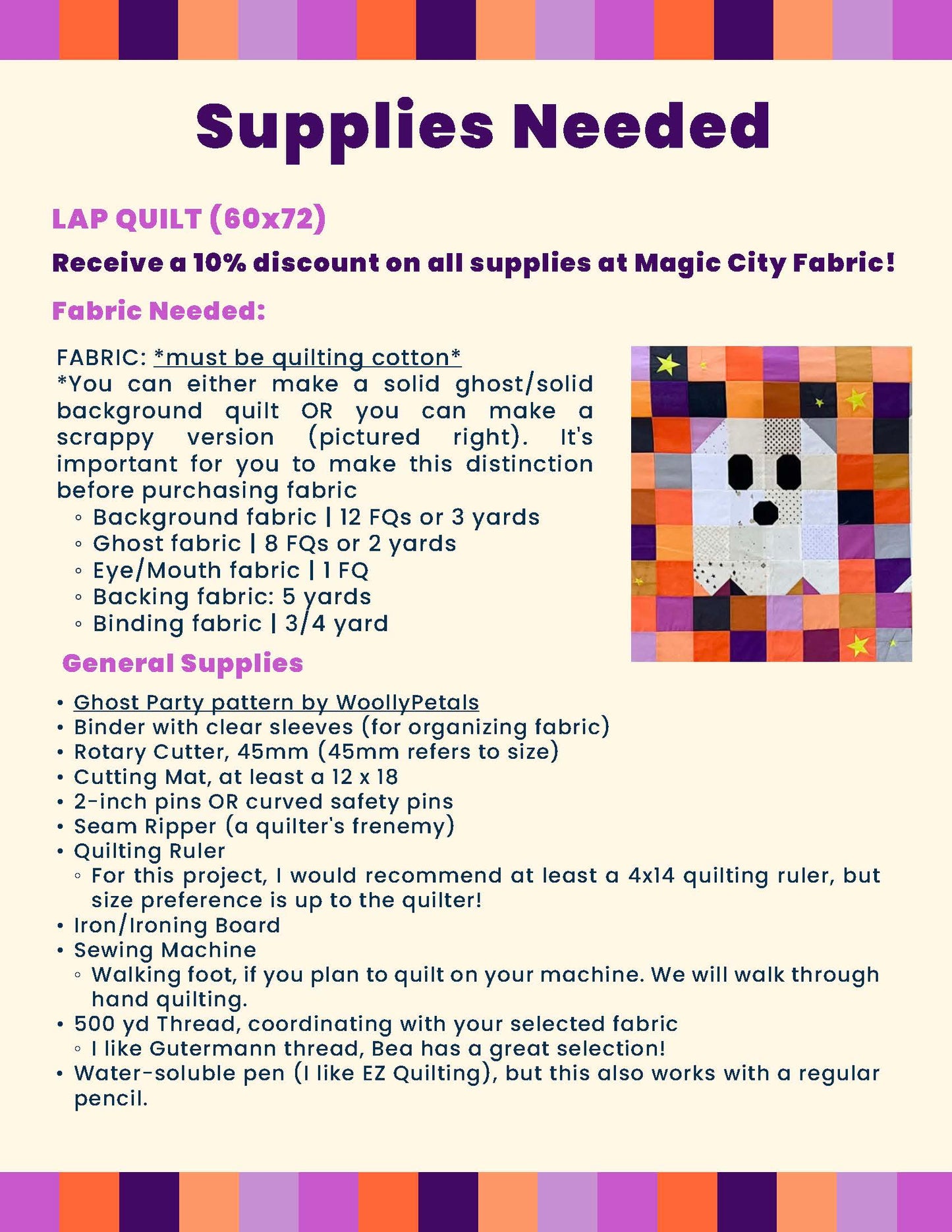 Ghost Party Quilt, Beginner - (Starts Sept 2nd @ 6pm, 7 weeks)