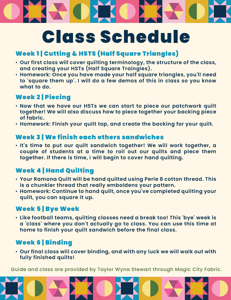 Beginner Quilting (Starts Feb 5th | 6 weeks)