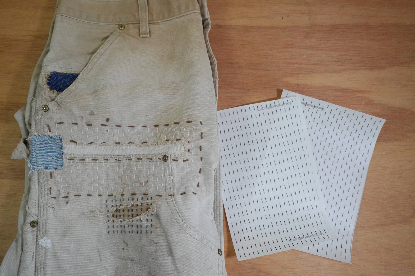 Visible Mending Lined Half Sheet Stick and Stitch Patterns: NA