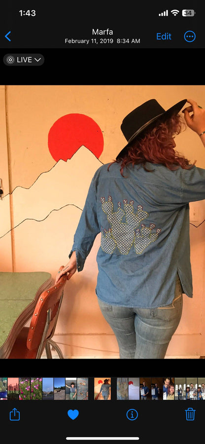 Sashiko Prickly Pear Mending Stick and Stitch Pattern: Small