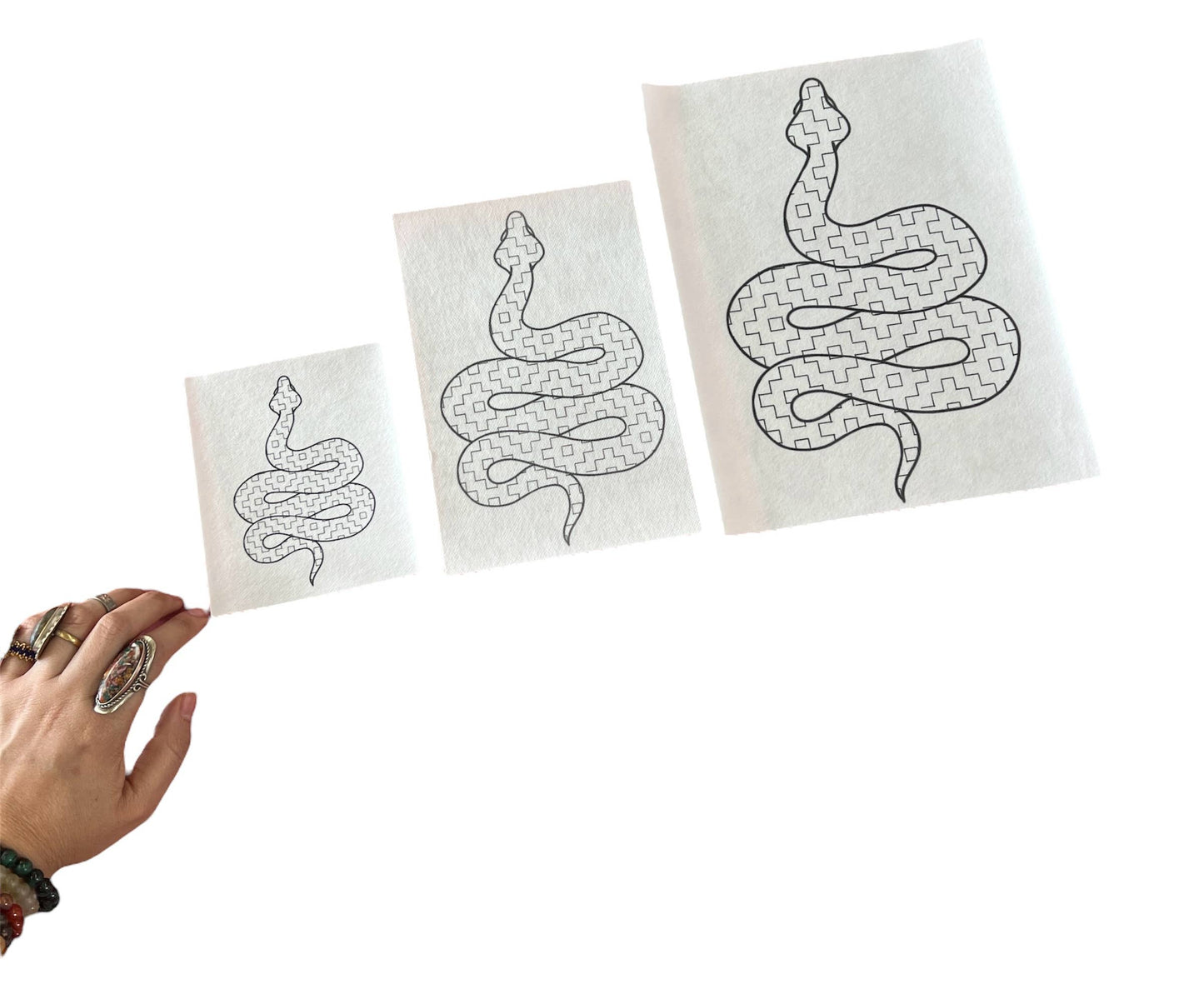 Sashiko Snake - Visible Mending Stick and Stitch Pattern : Small