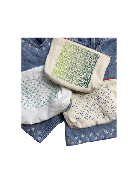 Sashiko Inspired Mending Rice Stitch Crosses Full Sheet