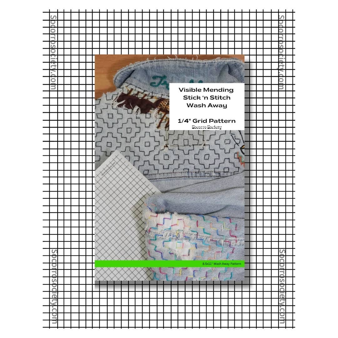 Visible Mending ¼” Grid Full Sheet Stick and Stitch Pattern: NA